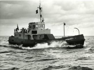 Black and white photograph showing the fleet tender Cromarty