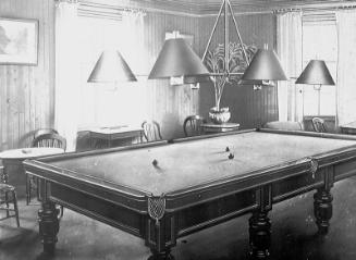 glass lantern slide showing the billiard room of the St Magnus Hotel, Hillswick, Shetland owned…