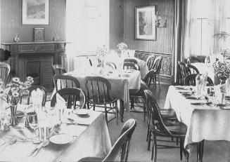 lantern slide showing the dining room of the St Magnus Hotel, Hillswick, Shetland, owned by the…