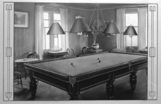 glass positive showing the billiard room at the St Magnus Hotel, Hillswick, Shetland, owned by …