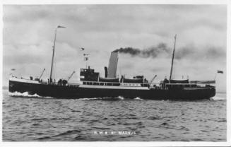 Black and white postcard showing port side of St Magnus (III)