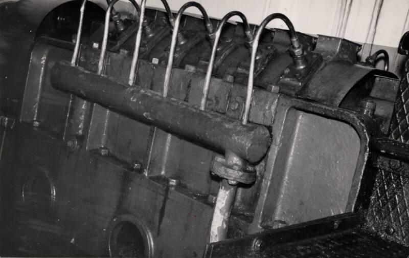 Black and white photograph showing propeller thrust block of 'st magnus' 30 July 1960