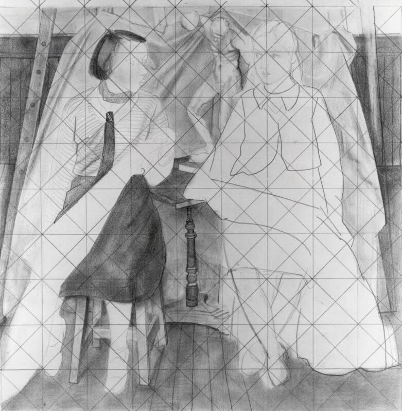 Study For "Two Schoolgirls" (Squared Up) by James Cowie
