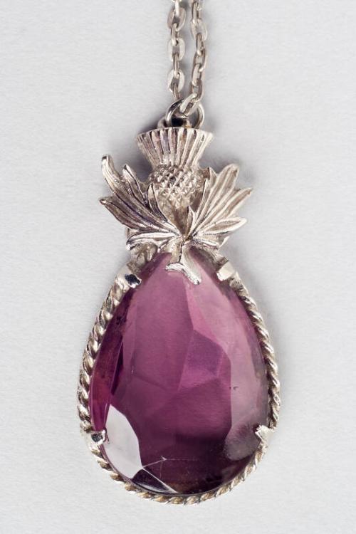 Thistle and Purple Stone Pendant