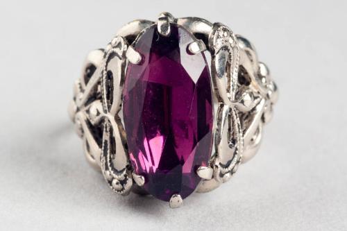 Ring with Purple Oval Stone