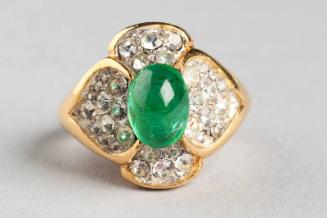 Trifari Ring with Green Centred Flower