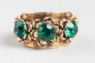 Ring with Three Green Stones on a Wide Band