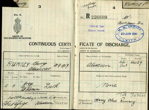 Continuous Certificate of Discharge for Harry Alexander Rumsey