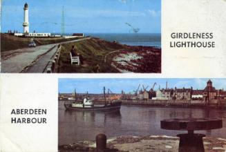 Aberdeen harbour  & Girdleness Lighthouse colour postcard