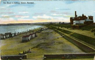 Beach & Bathing Station Aberdeen colour postcard