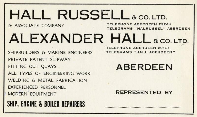 Visiting Card for Hall Russell & Co. Ltd & Alexander Hall & Co Ltd.