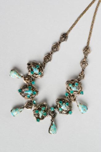 Necklace with Blue Stones on White Metal