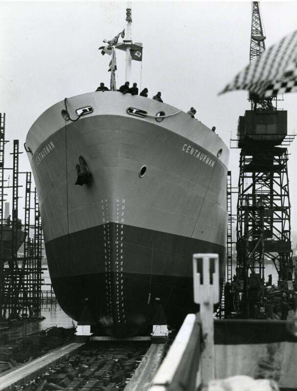 Launch of Centaurman (969) on the Slipway