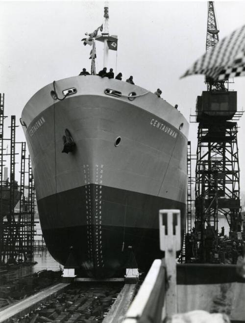 Launch of Centaurman (969) on the Slipway