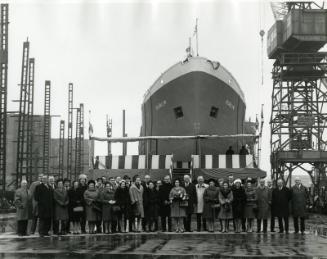 Launch of Dublin (944) Group of Guests in Front of Bow