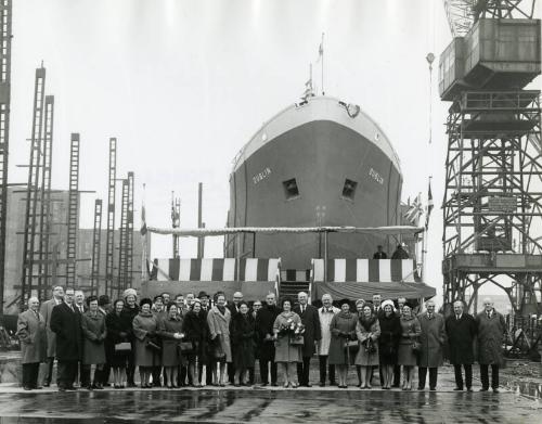 Launch of Dublin (944) Group of Guests in Front of Bow