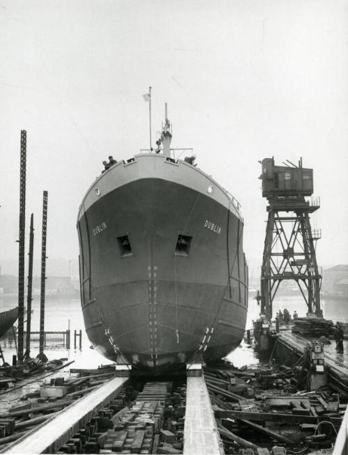 Launch of Dublin (944) on the Slipway