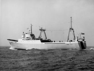 Black and white photograph of the Stern Trawler Northella, port side view
