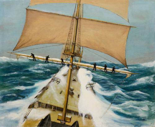 Ship in a Storm - Bringing in the Mainsail