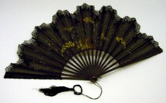 Black Wood Lace-Trimmed Fan