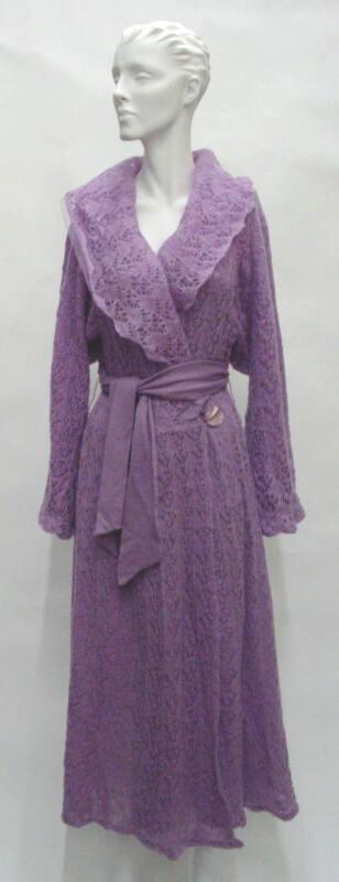 Ladies Crochet Lilac Housecoat with Belt