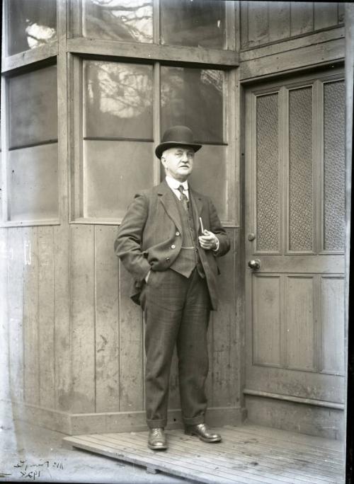 Glass negative portrait of shipyard manager / foreman Mr Pringle