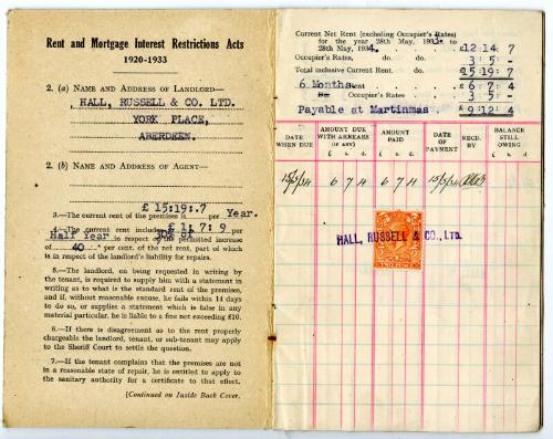 Rent Book for William Stuart at 47 Wellington Street, Aberdeen