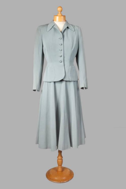 Aqua Blue Utility Scheme Skirt Suit – Works – eMuseum