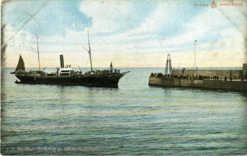 Colour postcard showing St Clair I arriving at Wick Harbour