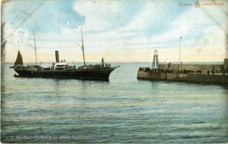 Colour postcard showing St Clair I arriving at Wick Harbour