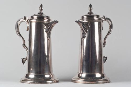 Pair of St. Clements Wine Flagons by James Dixon and Son