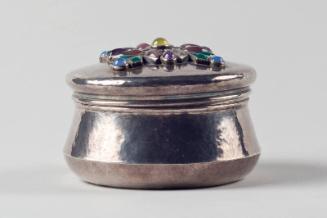 Silver Trinket Box with Gemstone-set Cover by Sybil Dunlop