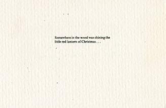 Somewhere in the wood was shining the little red lantern of Christmas...