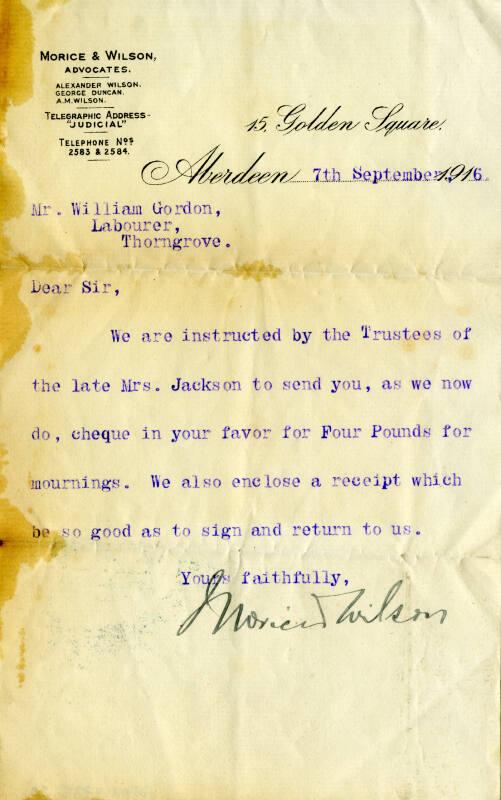 Letter from Morice & Wilson Advocates