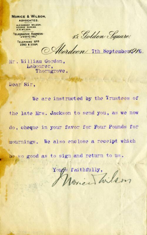 Letter from Morice & Wilson Advocates