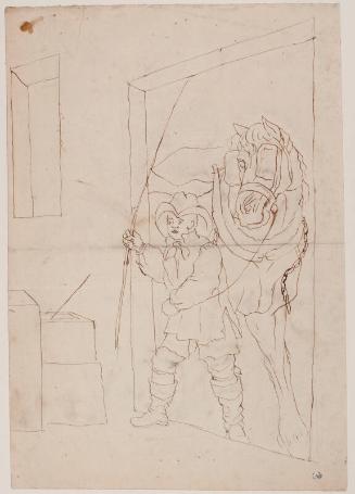 Peasant with Horse in Open Doorway