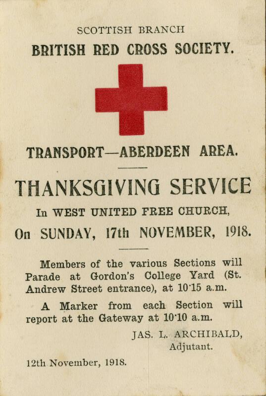 Advert for Thanksgiving Service in West United Free Church