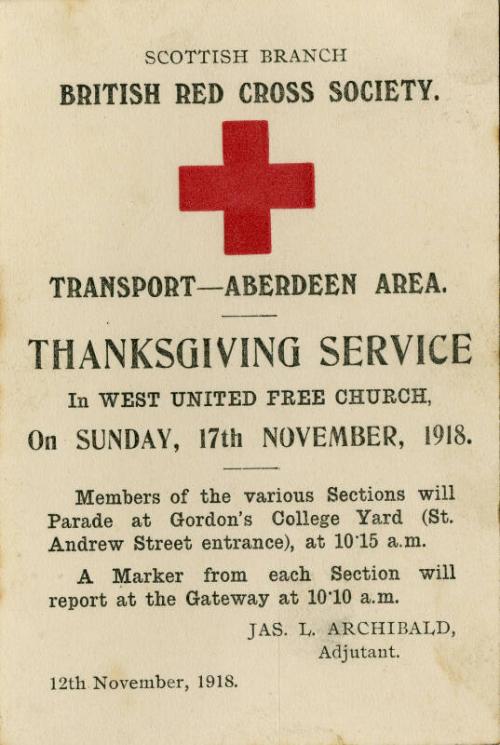 Advert for Thanksgiving Service in West United Free Church