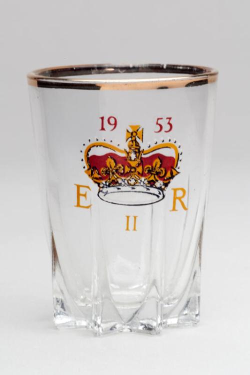 Glass Tot Cup Commemorating Coronation of Queen Elizabeth II