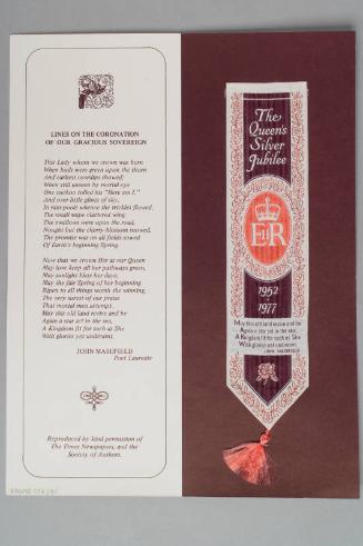 1977 Commemorative woven bookmark - Silver Jubilee of Elizabeth II
