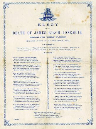 Elegy on the Death of James Riach Longmuir found inside Inkster Family Bible