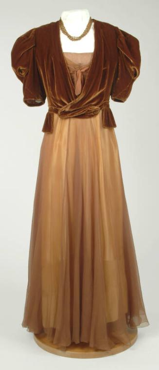 Brown Georgette Evening Dress