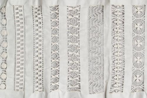 Cream Linen Drawn Thread Work Sampler