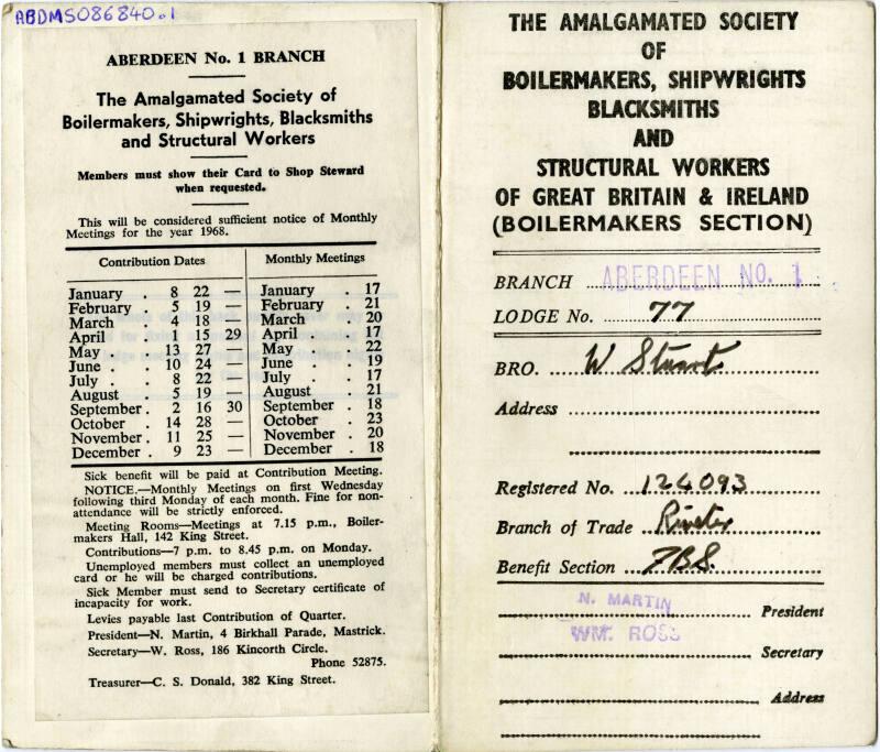 The Amalgamated Society of Boilermakers, Shipwrights Blacksmiths and Structural Workers of Great Britain & Ireland