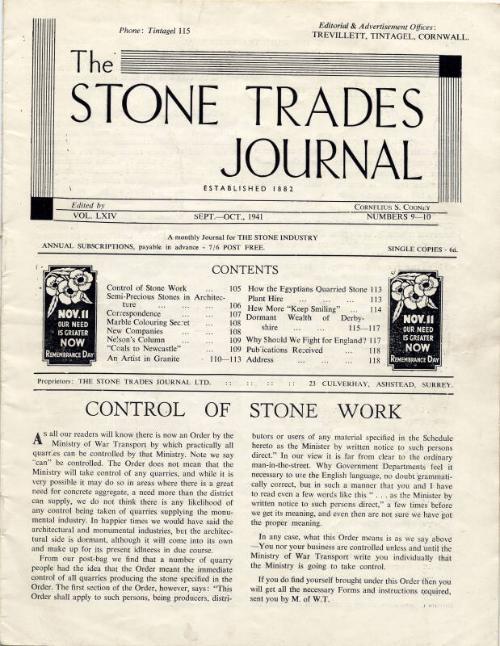 The Stone Trades Journal: Volume LXIV, September-October 1941 (No. 9-10)