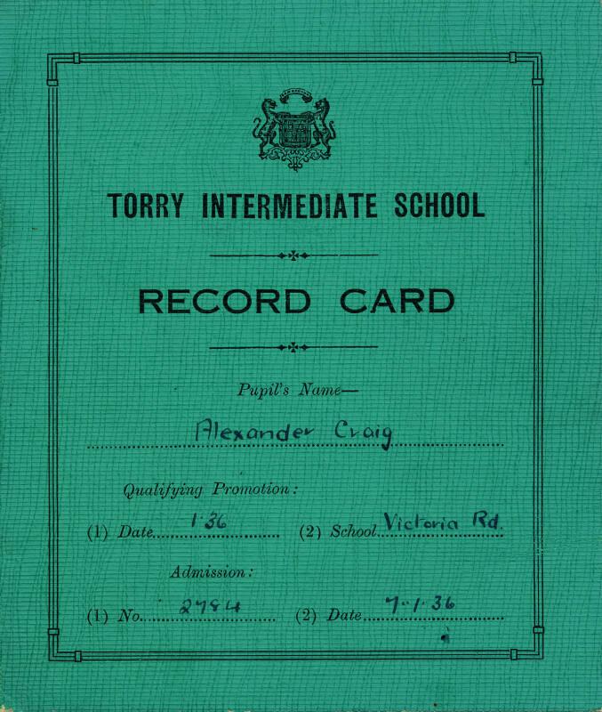 Torry Intermediate School Record Card