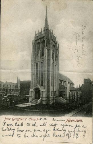 Postcard showing New Greyfriars' Church in Aberdeen
