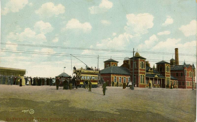 Postcard showing The Bathing Station from The Links Aberdeen