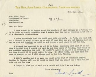 Part Letter on Erection of Fishing Hut