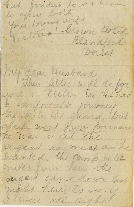 Victoria Cook to Husband R.S.Cook Asking that he Try and Stop Their Son Norman Being Sent on Active Service
